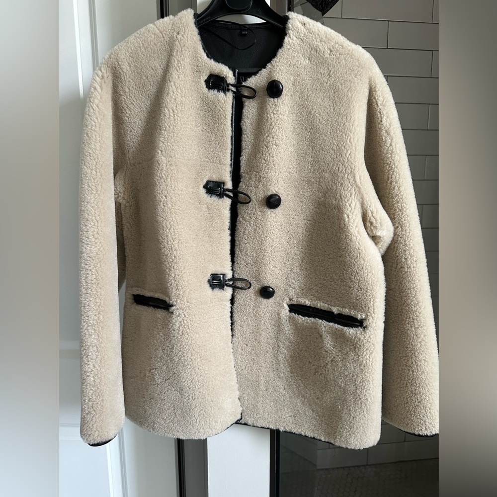 Mango shearling coat - size xs